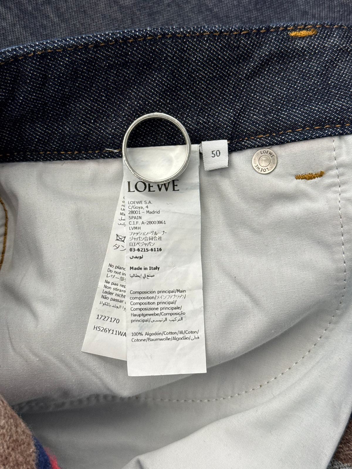 2025 LOEWE TURN-UP DOUBLE-FACE DENIM JEANS - RAW DENIM