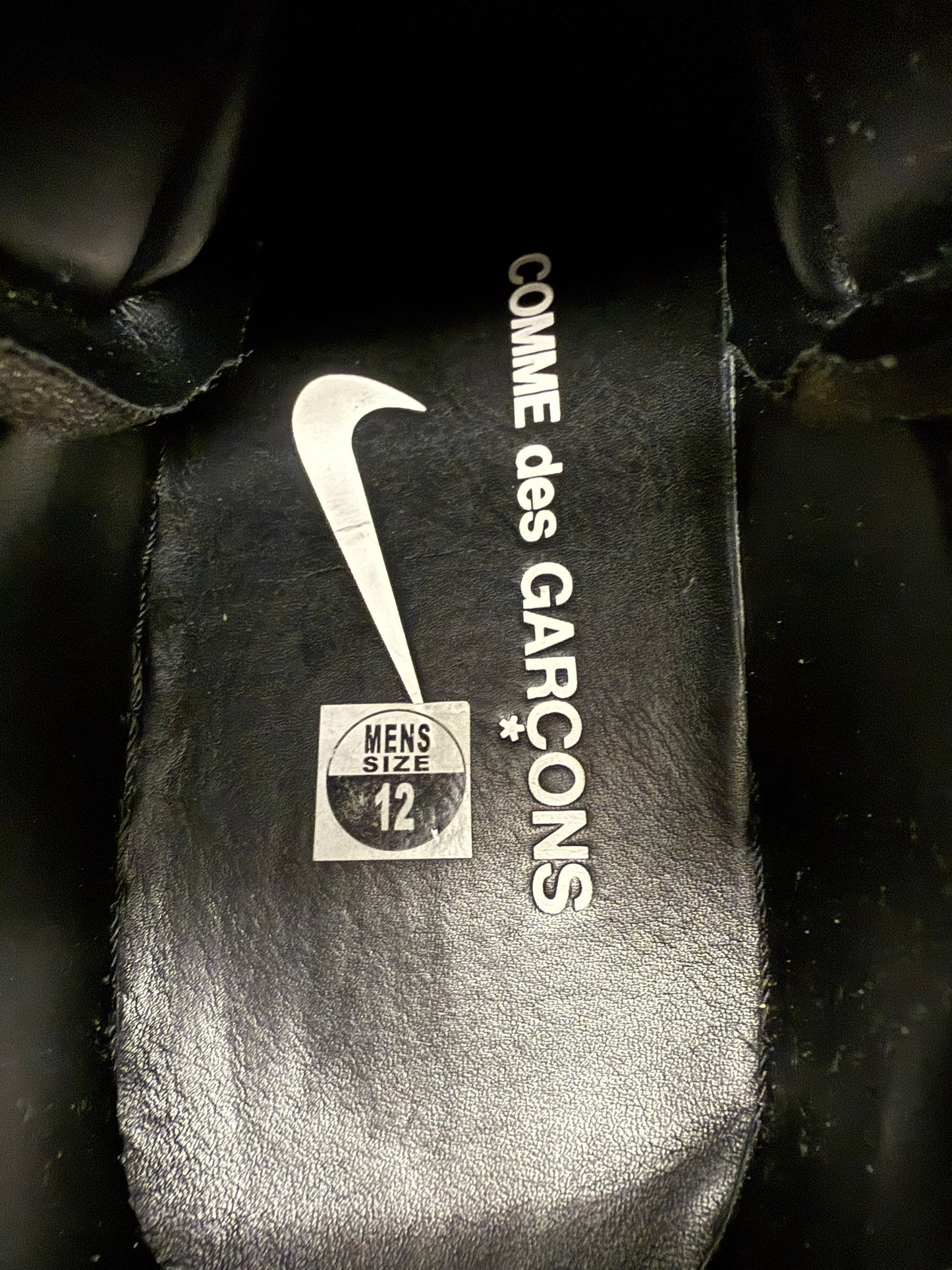 2020 SIZE 12 NIKE AIR FORCE 1 MID CDG COMME DES GARCONS BLACK (PRE-OWNED WITH BOX)