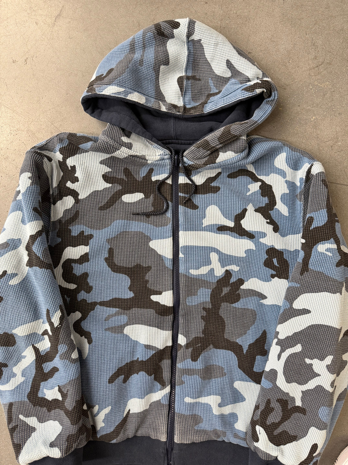 FW25 SUPREME REVERSIBLE WORK ZIP UP HOODED SWEATSHIRT - NAVY