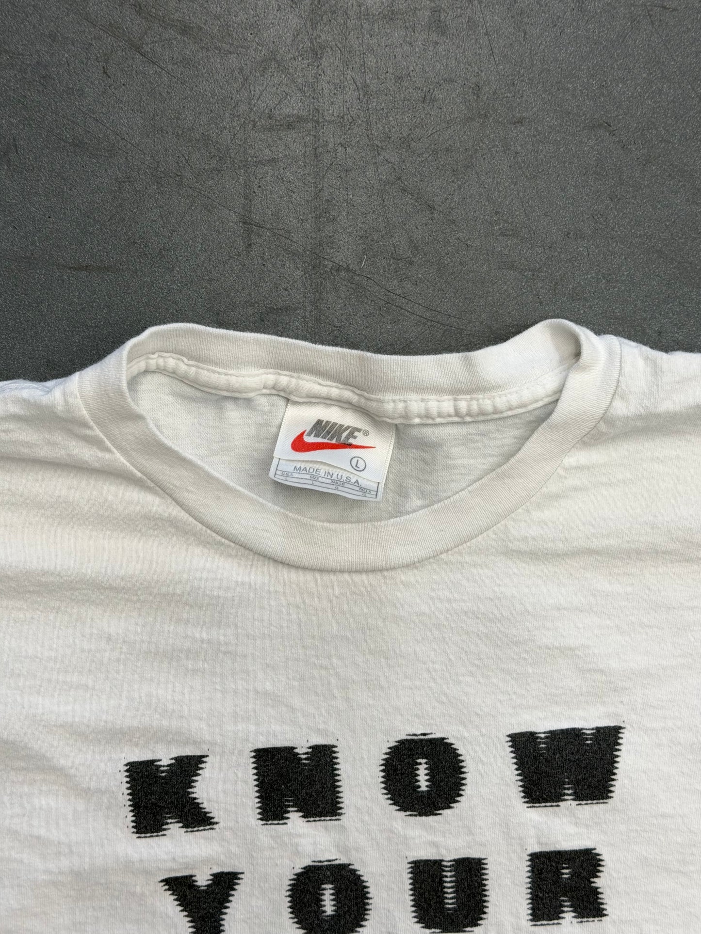 90S NIKE KNOW YOUR LIMITS TEE (WHITE/RED TAG)