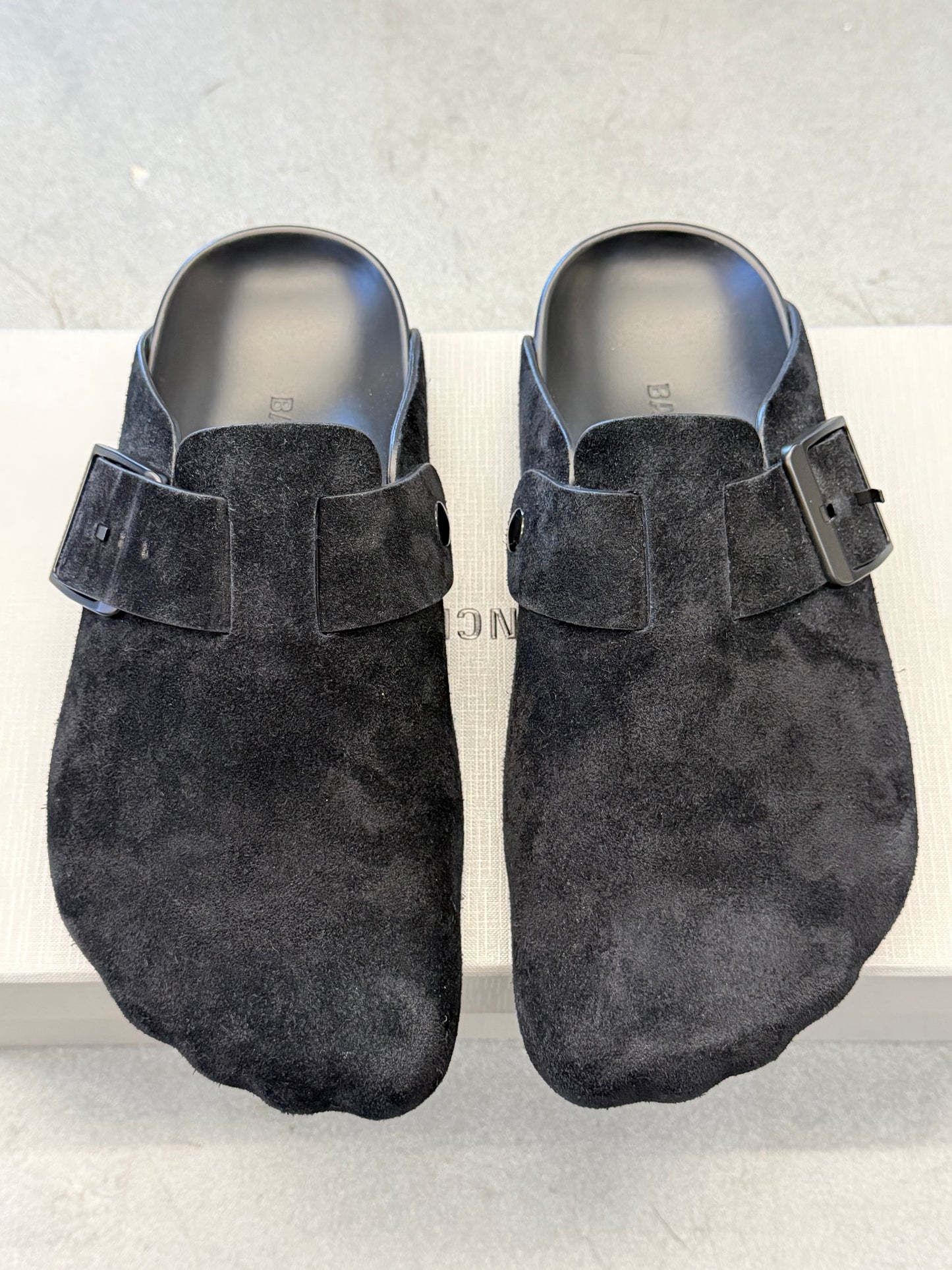 BALENCIAGA SUNDAY SUEDE MULE - BLACK (W/BOX)