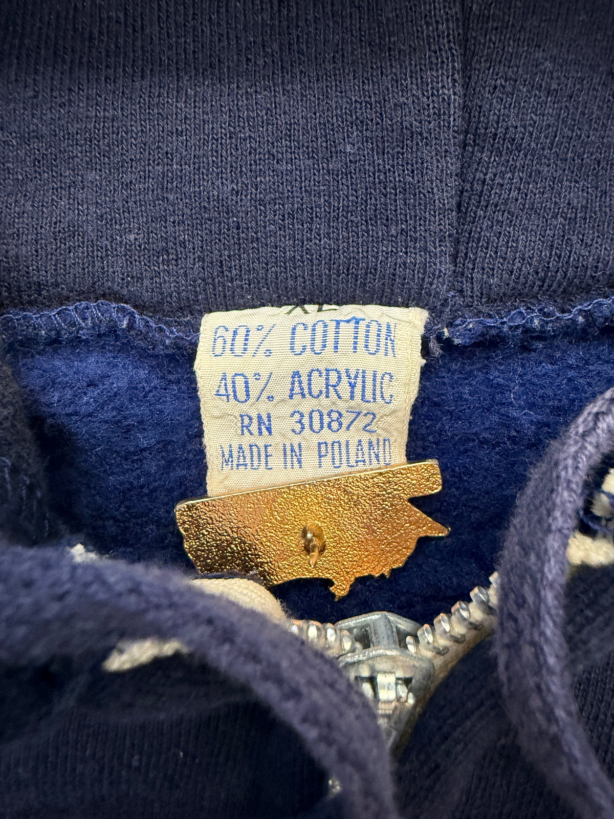 1970S RAGLAN ZIP UP SWEATSHIRT HOODIE (MADE IN POLAND TAG)