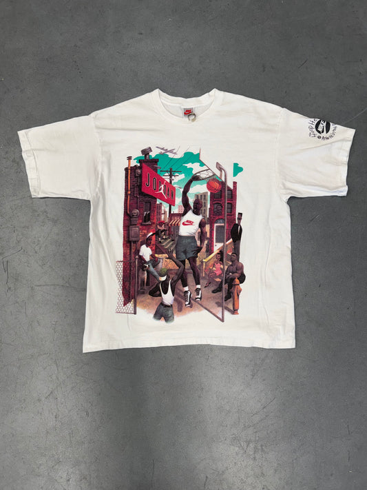 90S NIKE MICHAEL JORDAN HOOP HEROES BY MARK RYDEN TEE (NIKE RED SWOOSH TAG)
