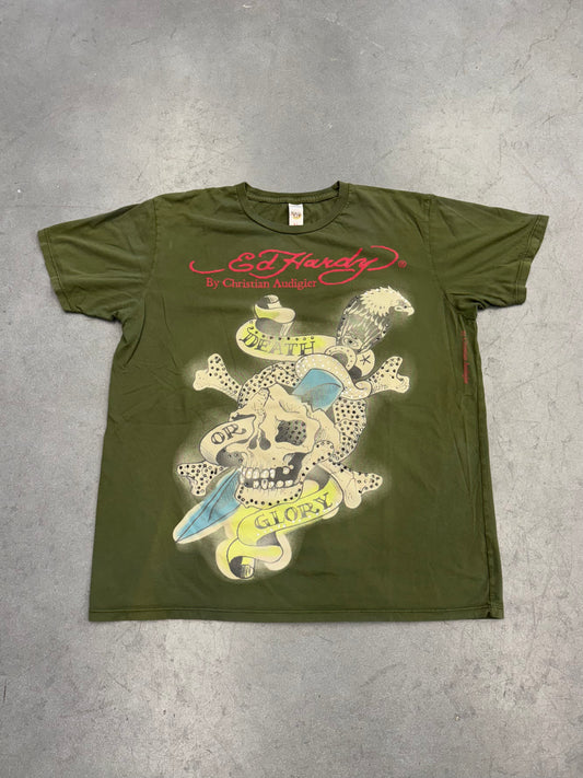 Y2K ED HARDY RHINESTONE "DEATH OR GLORY" TEE