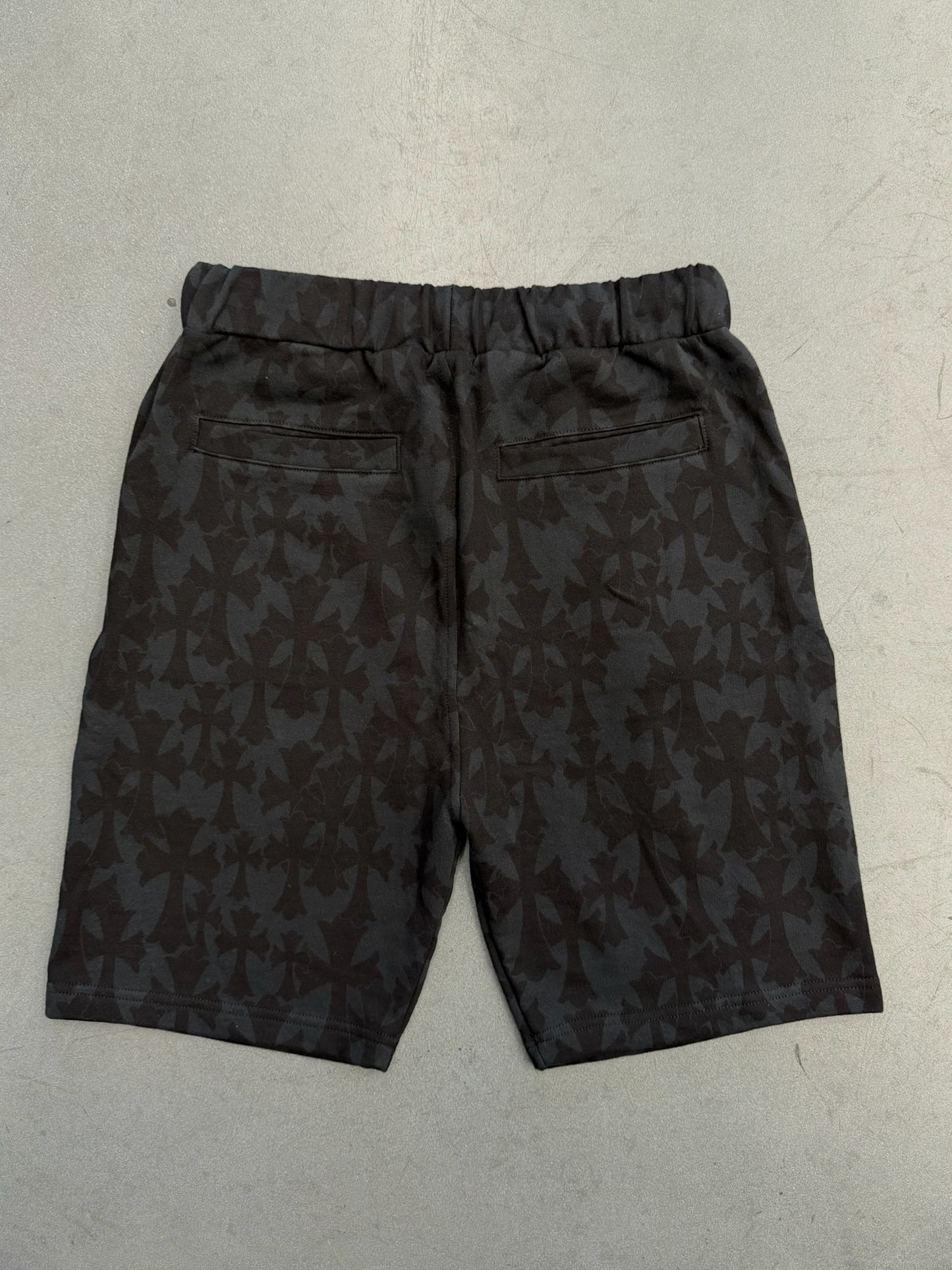 CHROME HEARTS CEMETARY MONOGRAM SWEAT SHORT - BLACK