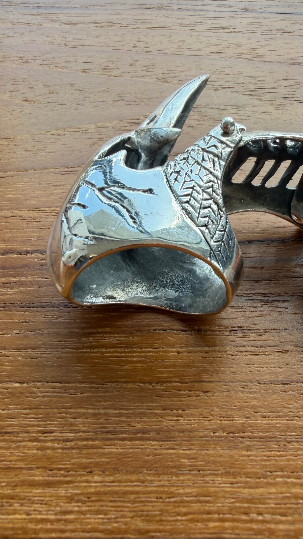 RAVEN CROW SKELETON FULL FINGER SILVER RING
