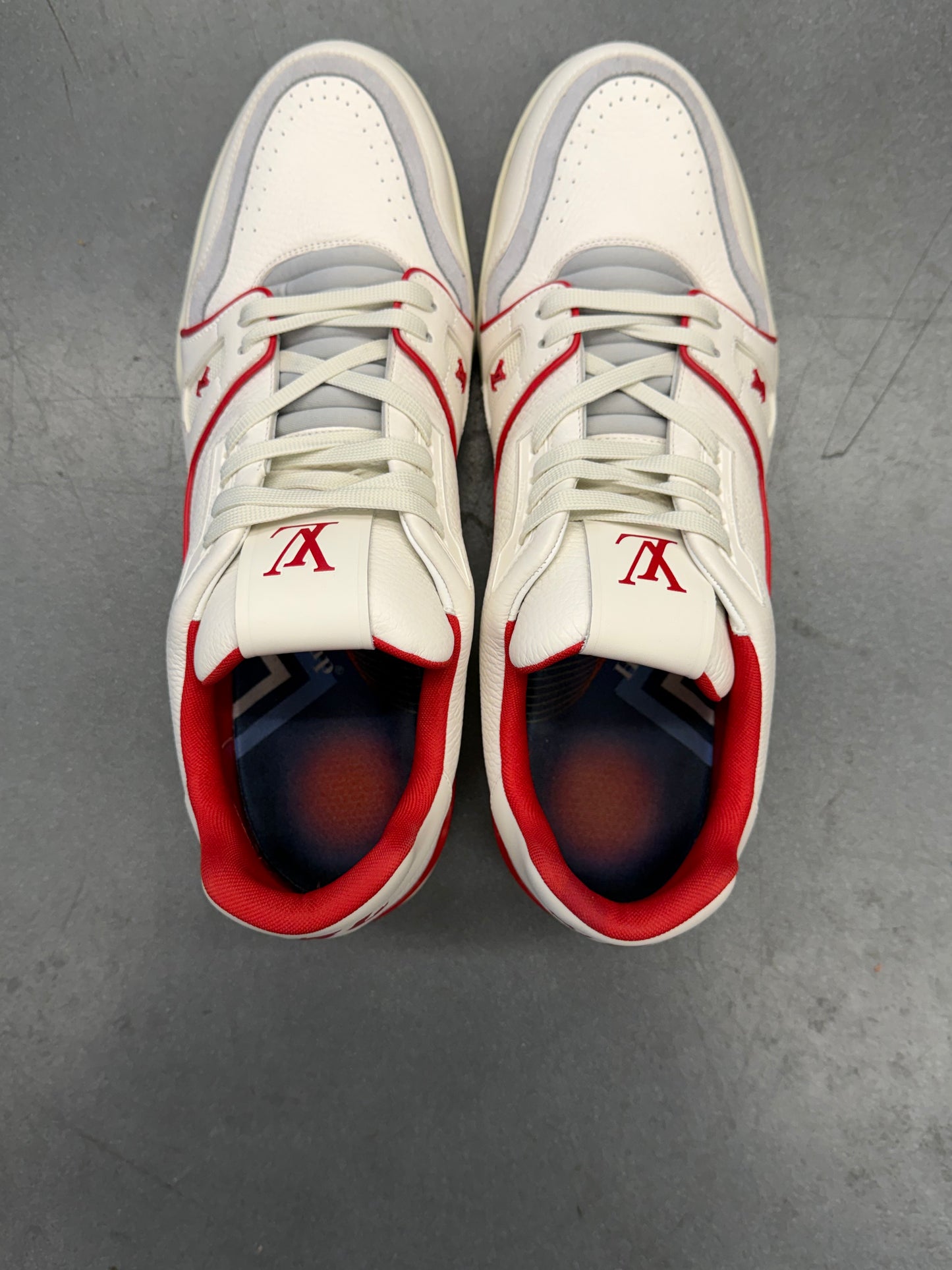 SIZE 12 LOUIS VUITTON LV TRAINER SNEAKER - RED/WHITE