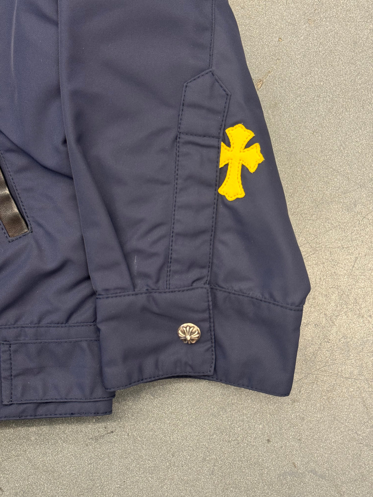 CHROME HEARTS NYLON CROP WOMENS JACKET EXTRA PATCH - NAVY/YELLOW