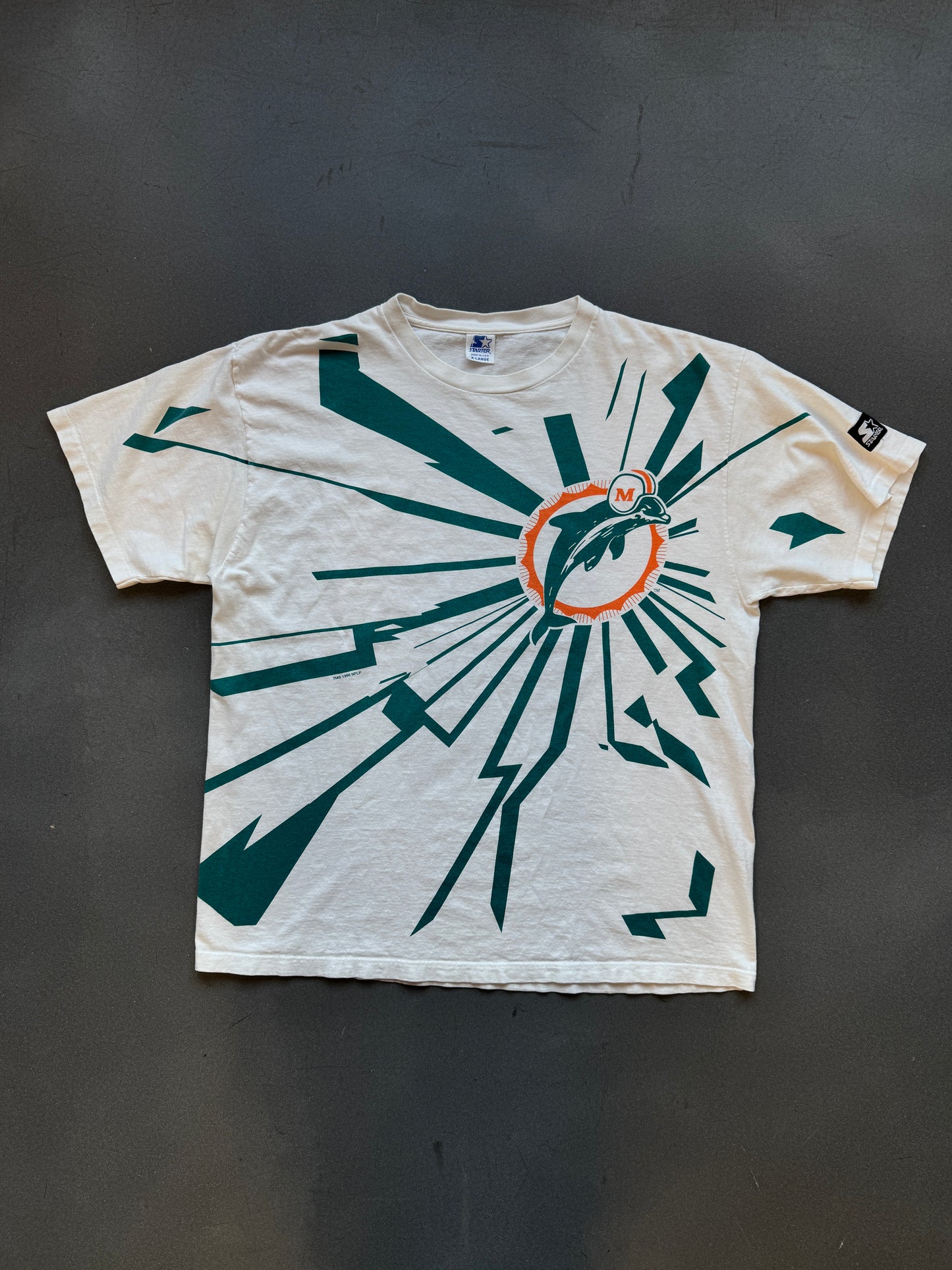 1996 MIAMI DOLPHINS STARTER SHATTER LOGO TEE (STARTER TAG)