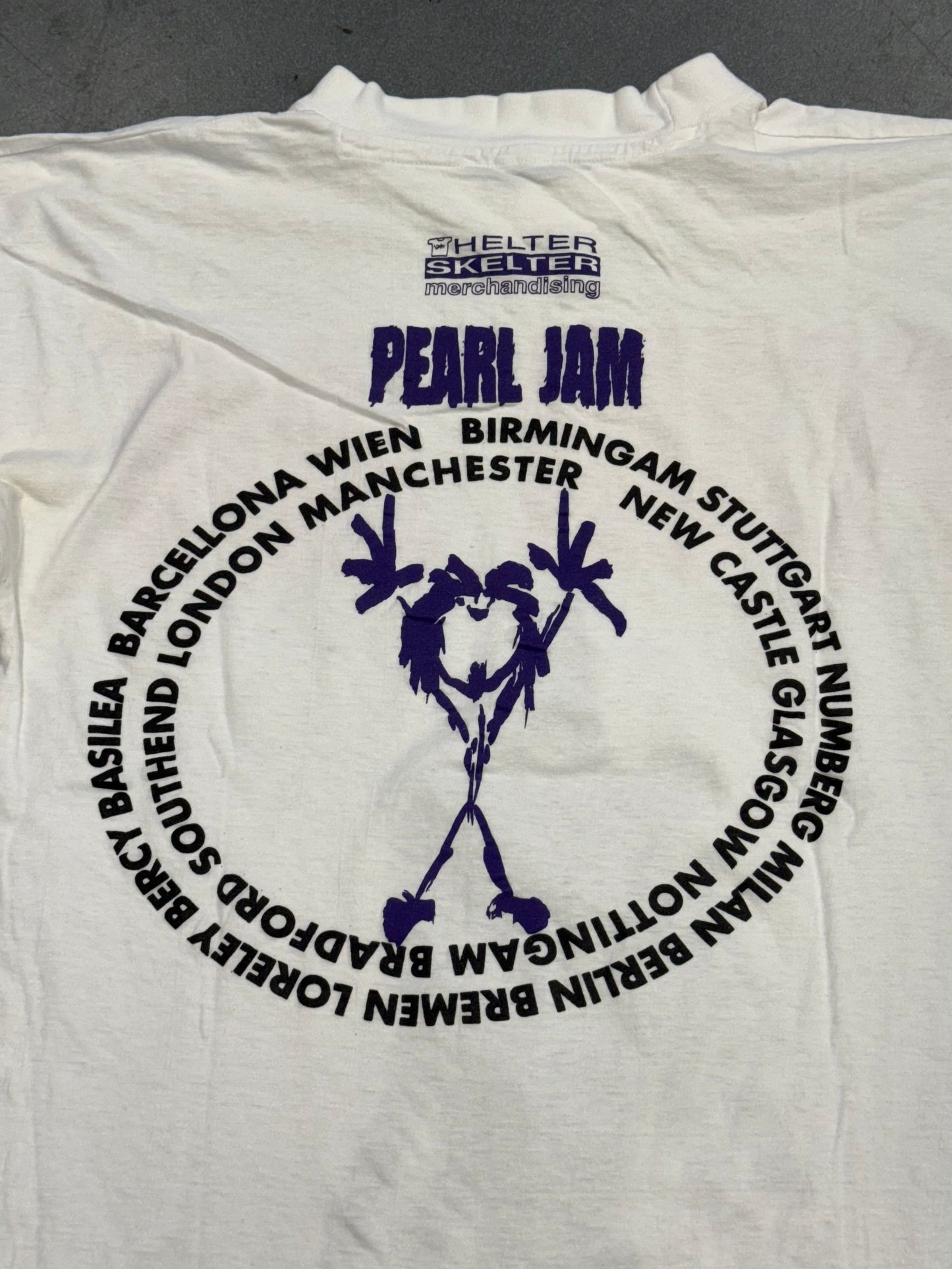 90S HELTER SKELTER PEARL JAM WORLD TOUR CROPPED AND ALTERED TEE (CUT TAG)