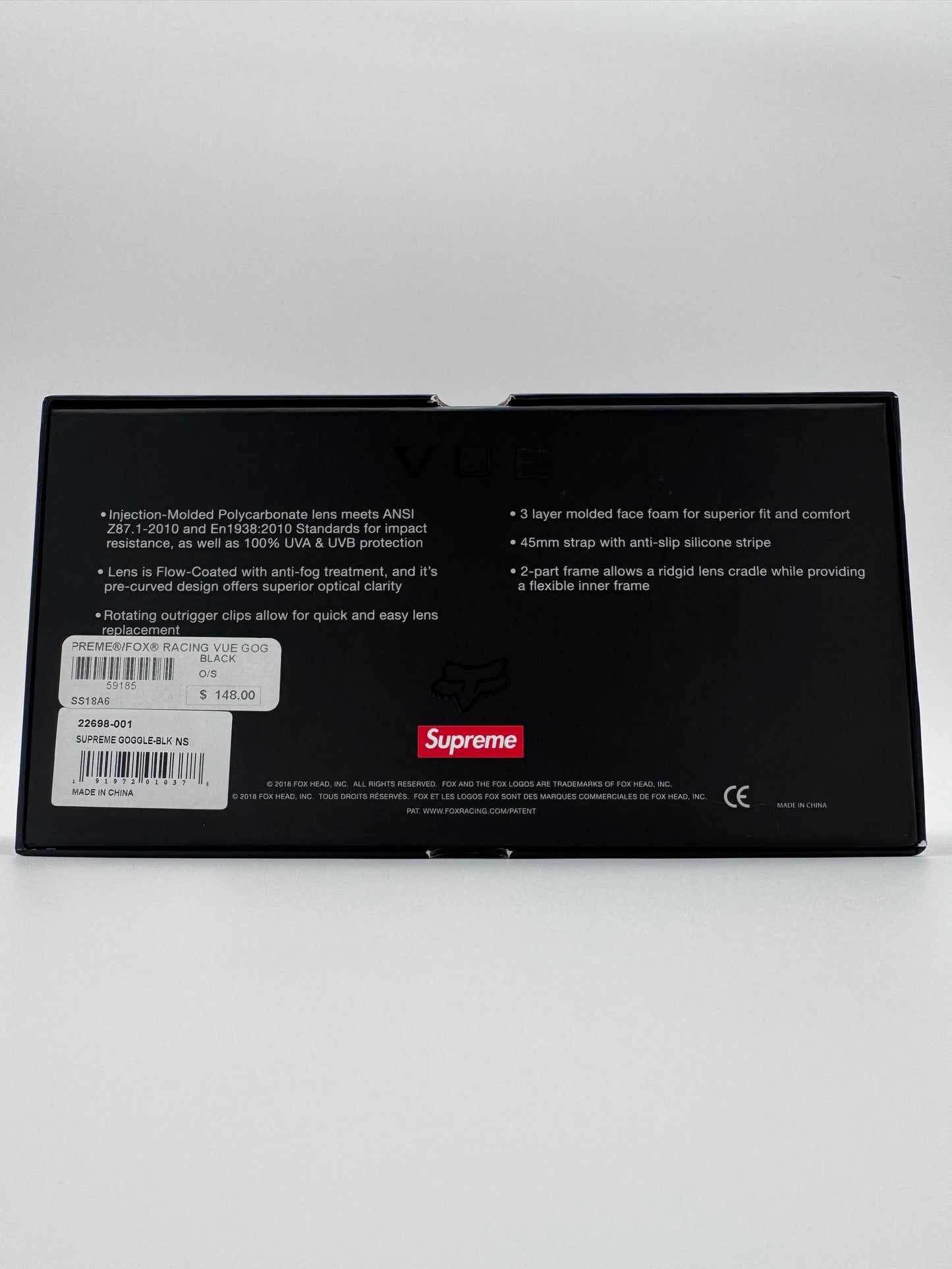SS18 SUPREME FOX RACING VUE GOGGLES