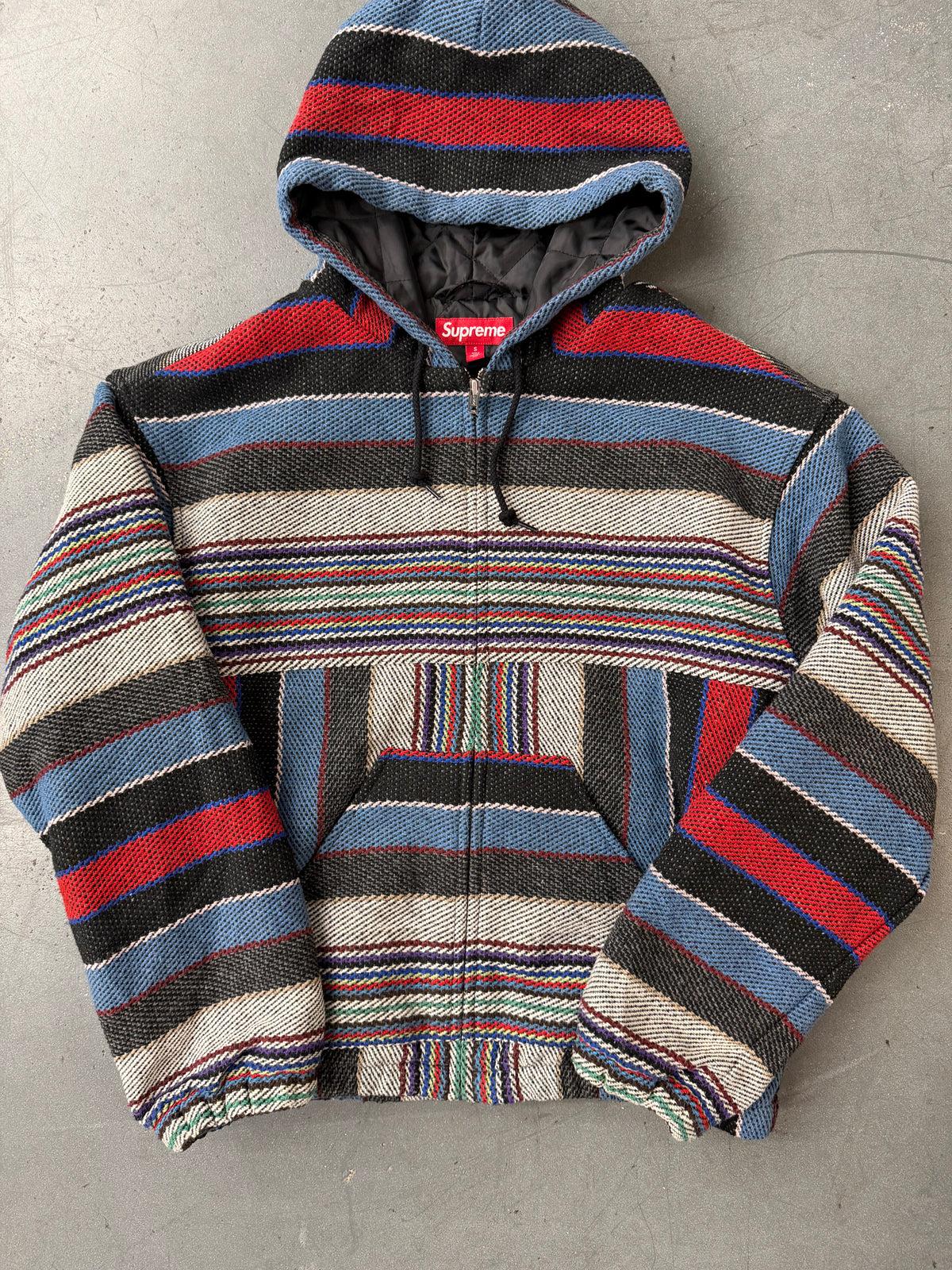 SS25 SUPREME WOVEN STRIPE HOODED JACKET - BLACK