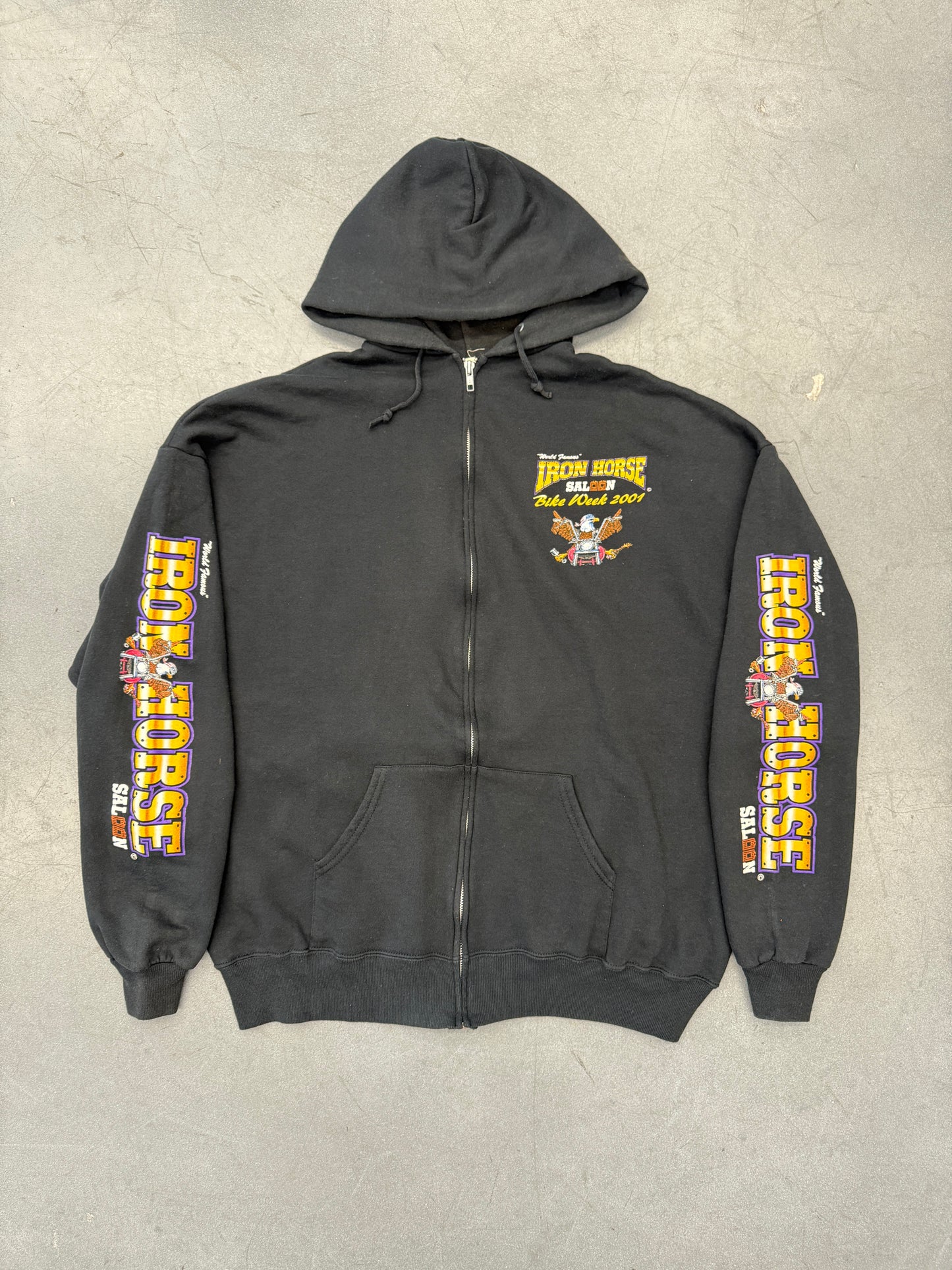 2001 IRON HORSE SALOON BIKE WEEK ZIP-UP HOODIE (JERZEES TAG)