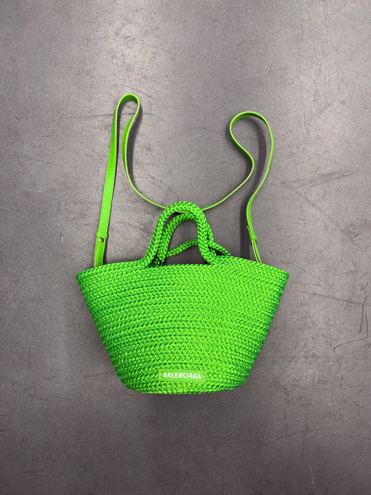 2023 BALENCIAGA IBIZA SMALL BASKET TOTE - GREEN