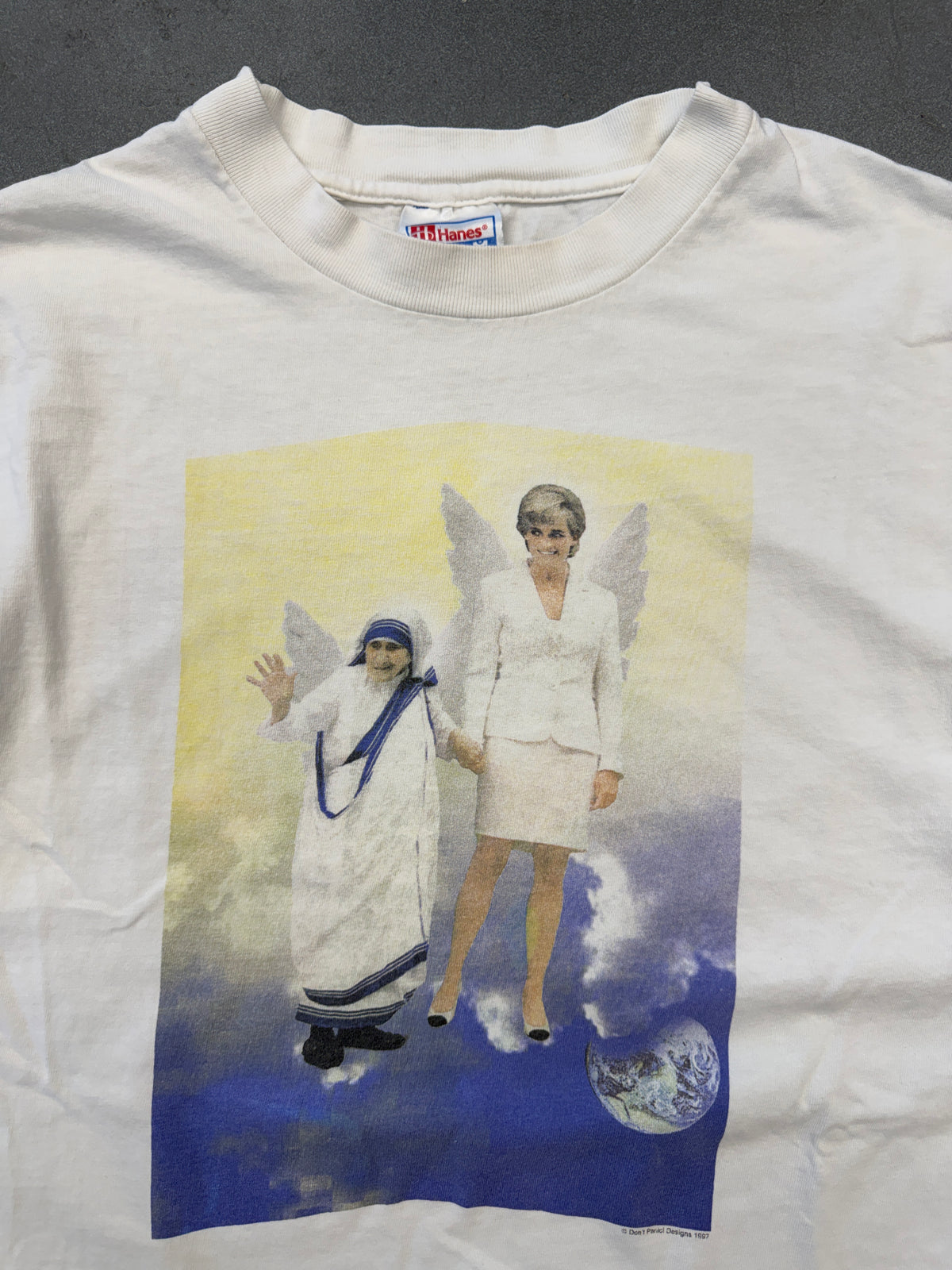 1997 DON'T PANIC PRINCESS DIANA ANGEL TEE (HANES BEEFY TAG)