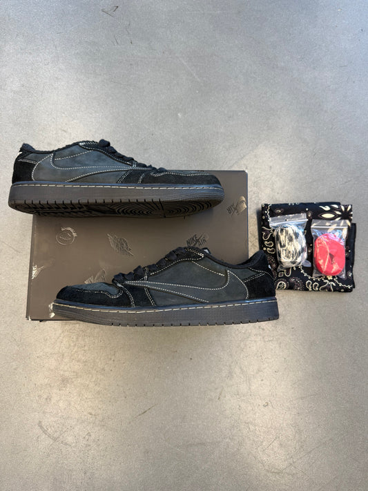 2022 SIZE 9.5 TRAVIS SCOTT X AIR JORDAN 1 RETRO LOW OG SP 'BLACK PHANTOM" (PRE-OWNED WITH BOX)