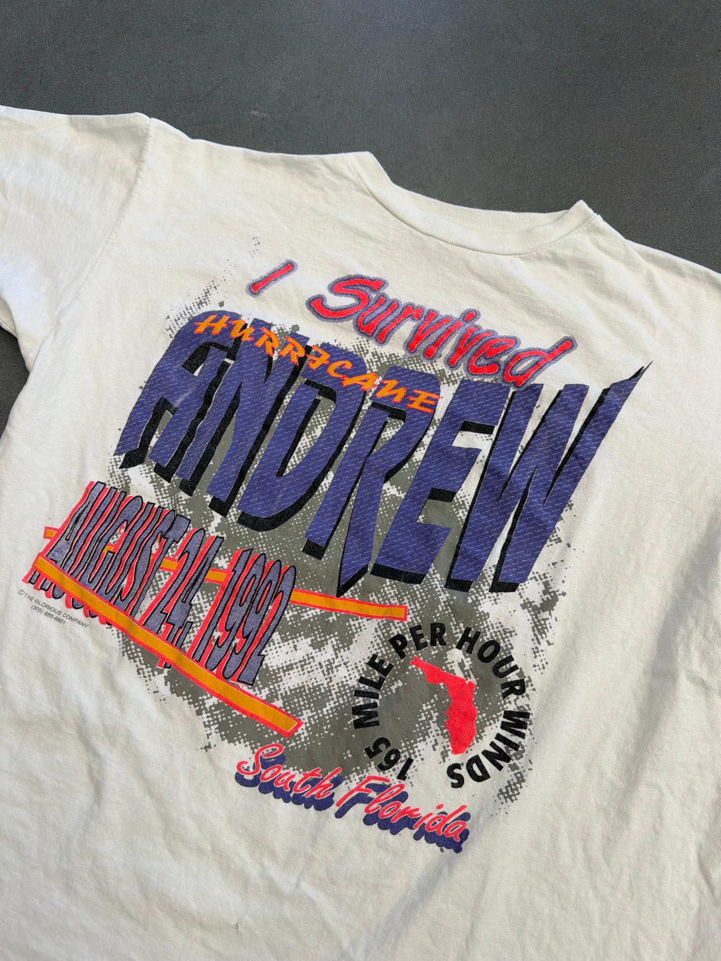 90'S "I SURVIVED HURRICANE ANDREW" TEE (CARIBBEAN DREAM TAG)