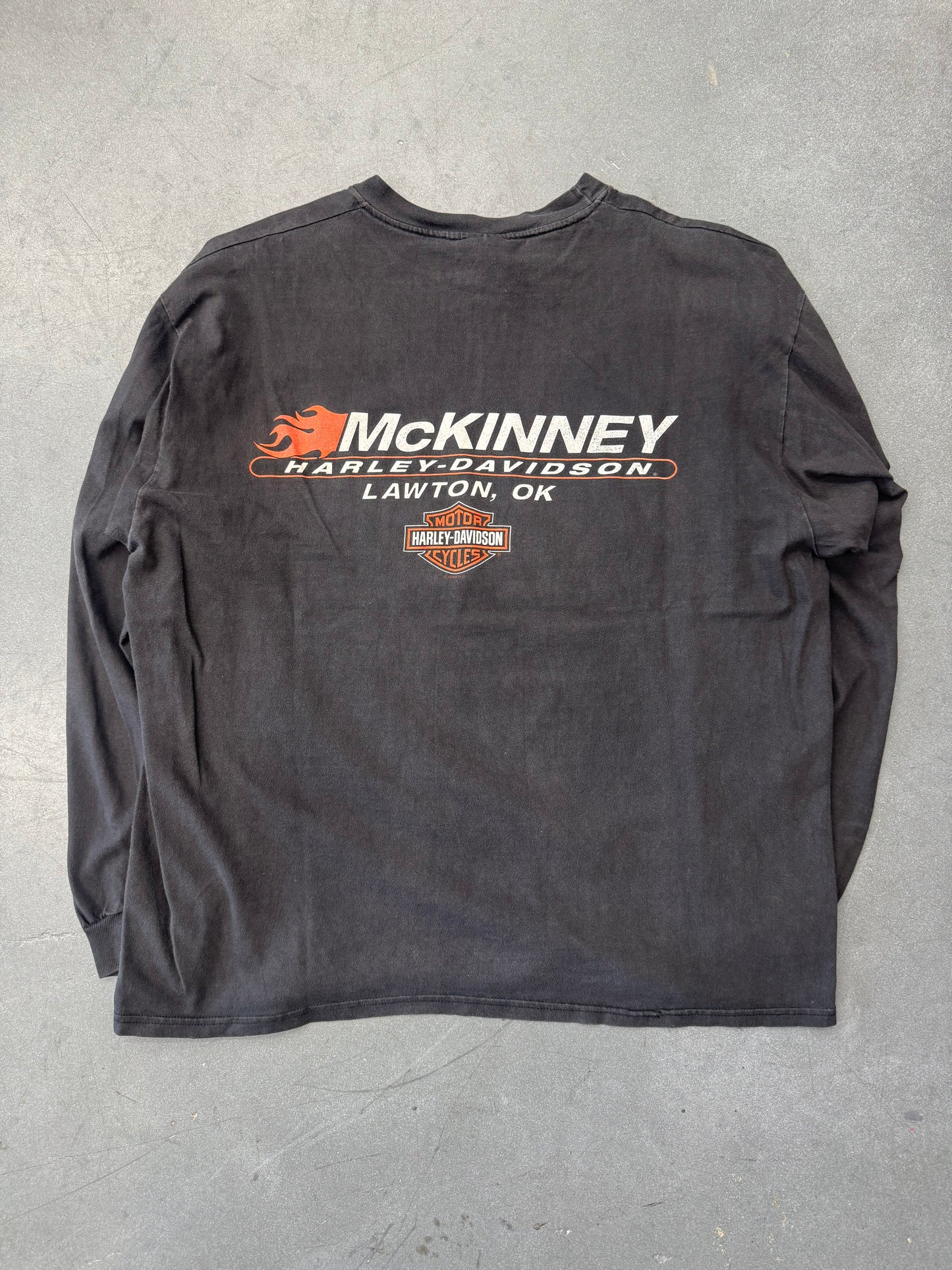 1998 HARLEY-DAVIDSON EAGLE FLAME MCKINNEY LAWTON, OK LONGSLEEVE TEE (HARLEY-DAVIDSON TAG)