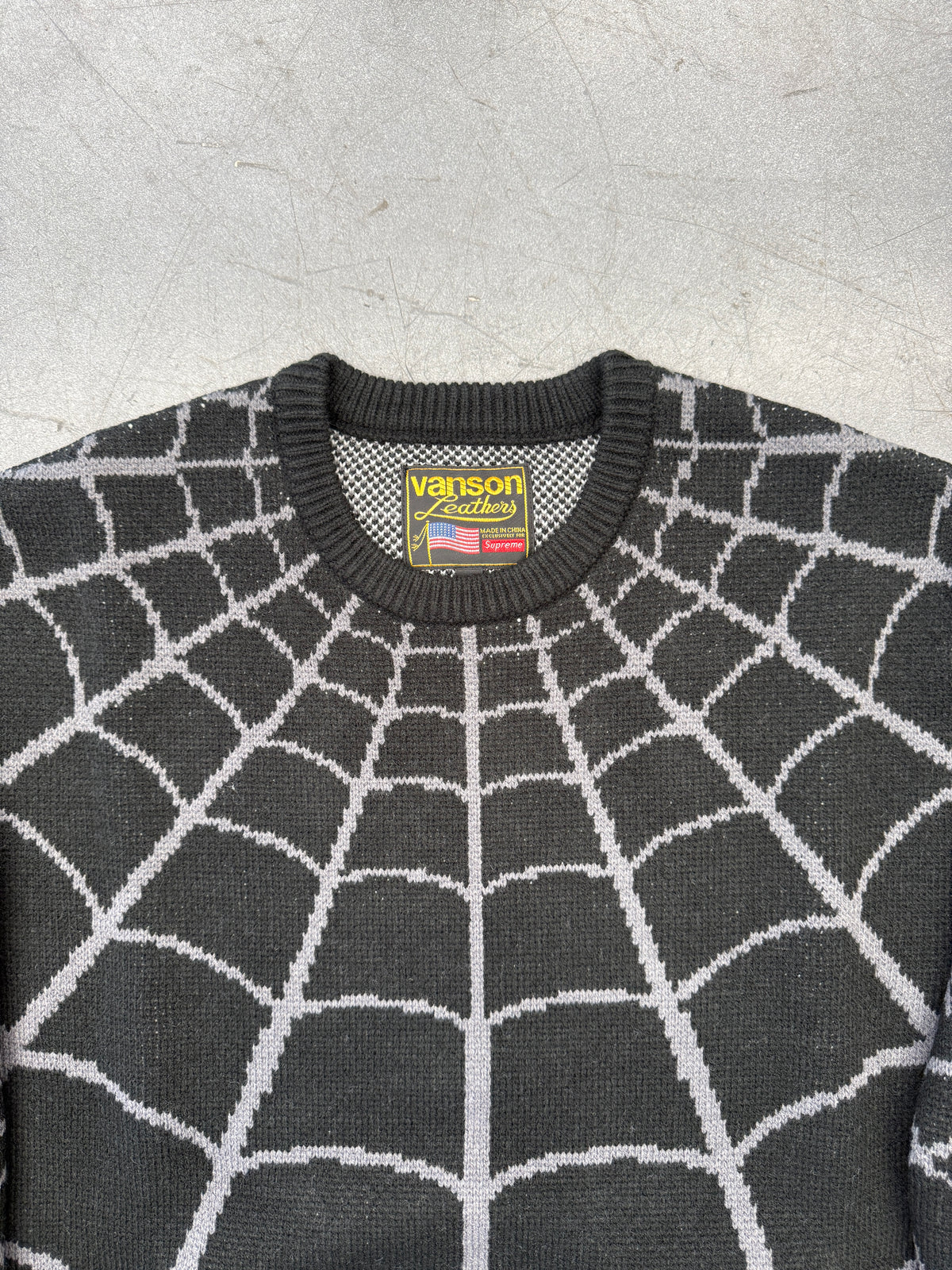 SS26 SUPREME VANSON LEATHERS SPIDER-MAN SWEATER - BLACK