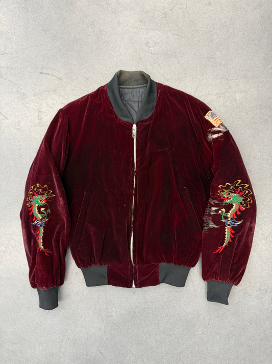 70S-'80S VELVET KOREA DISTRESSED SOUVENIR JACKET