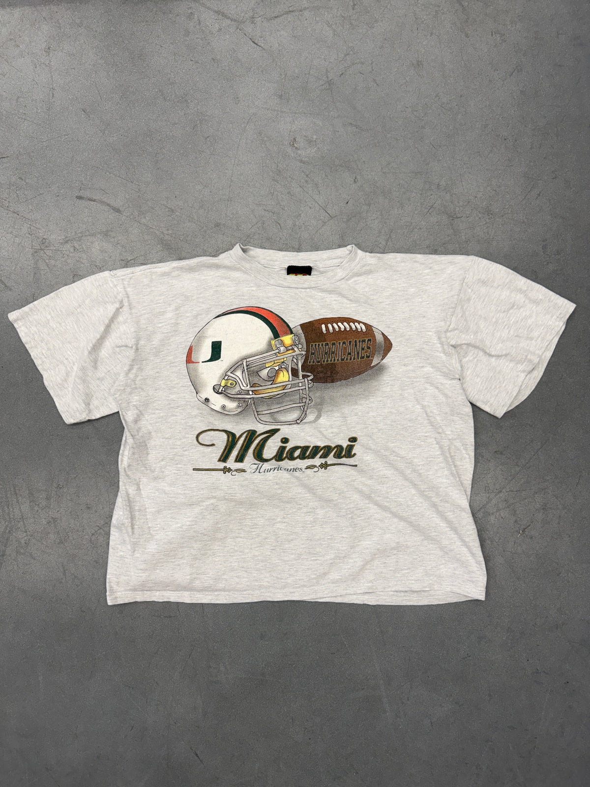 90'S MIAMI HURRICANES HELMET & FOOTBALL BOXY TEE (TSI TAG)