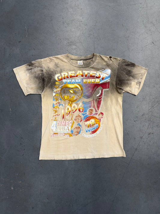 1996 CHICAGO BULLS GREATEST TEAM EVER SMOKED RAP TEE (ST EVANS TAG)