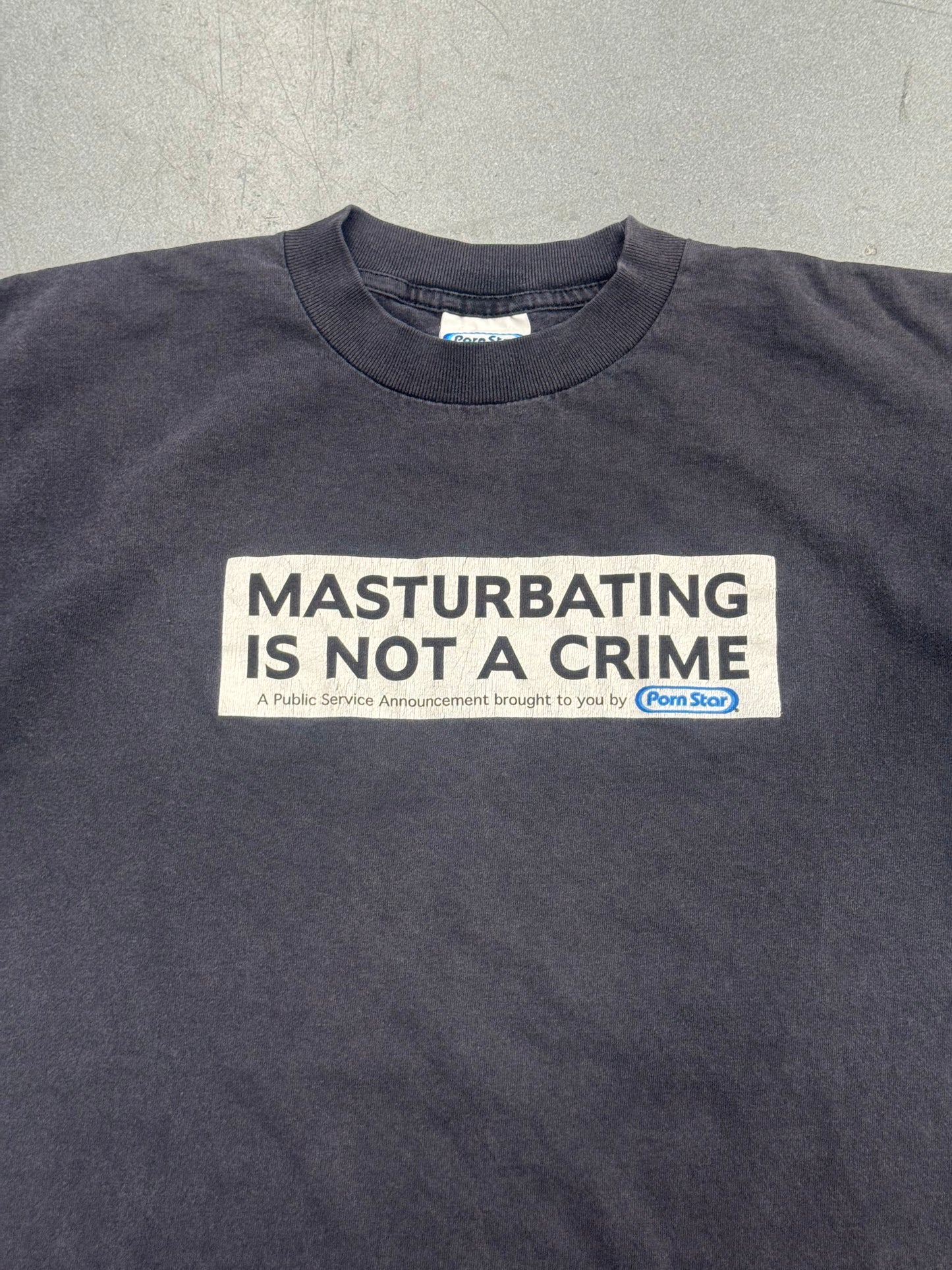 90S PORN STAR MASTURBATING IS NOT A CRIME TEE (WHITE TAG)
