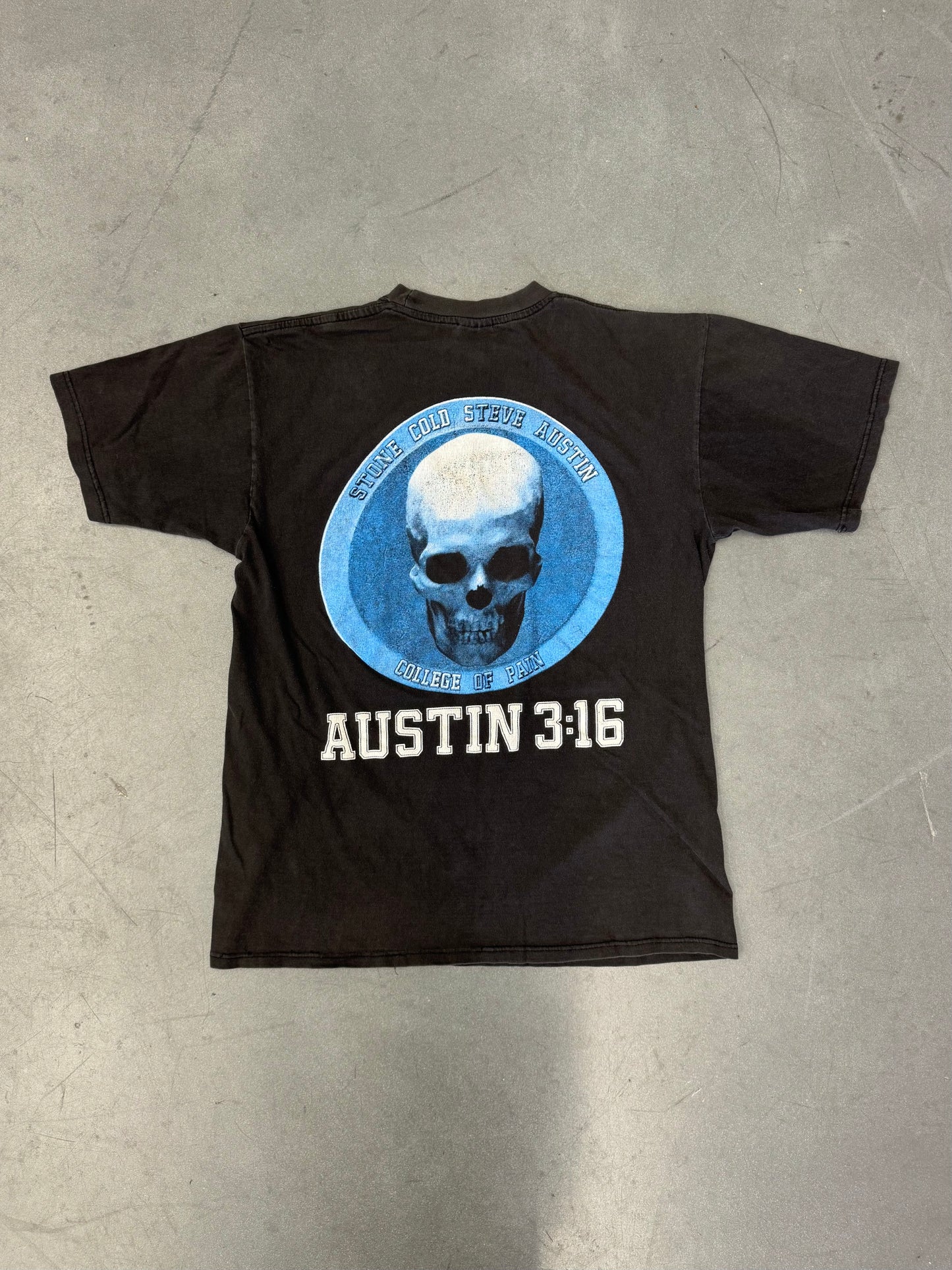 90S STONE COLD STEVE AUSTIN "COLLEGE OF PAIN" AUSTIN 3:16 TEE (ALL SPORT TAG)