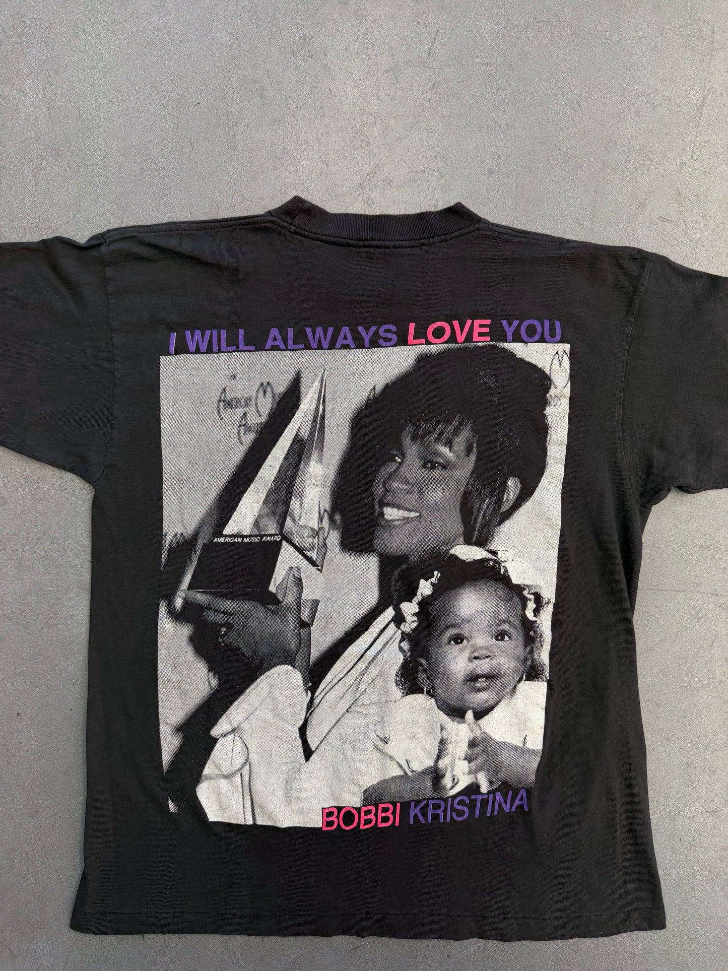 90S BOOTLEG WHITNEY HOUSTON AMERICAN MUSIC AWARDS RAP-STYLE TEE (FADED TAG)