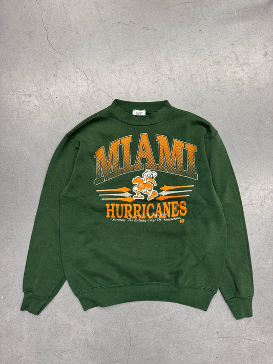 90S UNIVERSITY OF MIAMI HURRICANES SPELLOUT CREWNECK SWEATER (20/20 TAG)