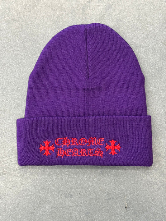 CHROME HEARTS WATCH CAP BEANIE - PURPLE/RED