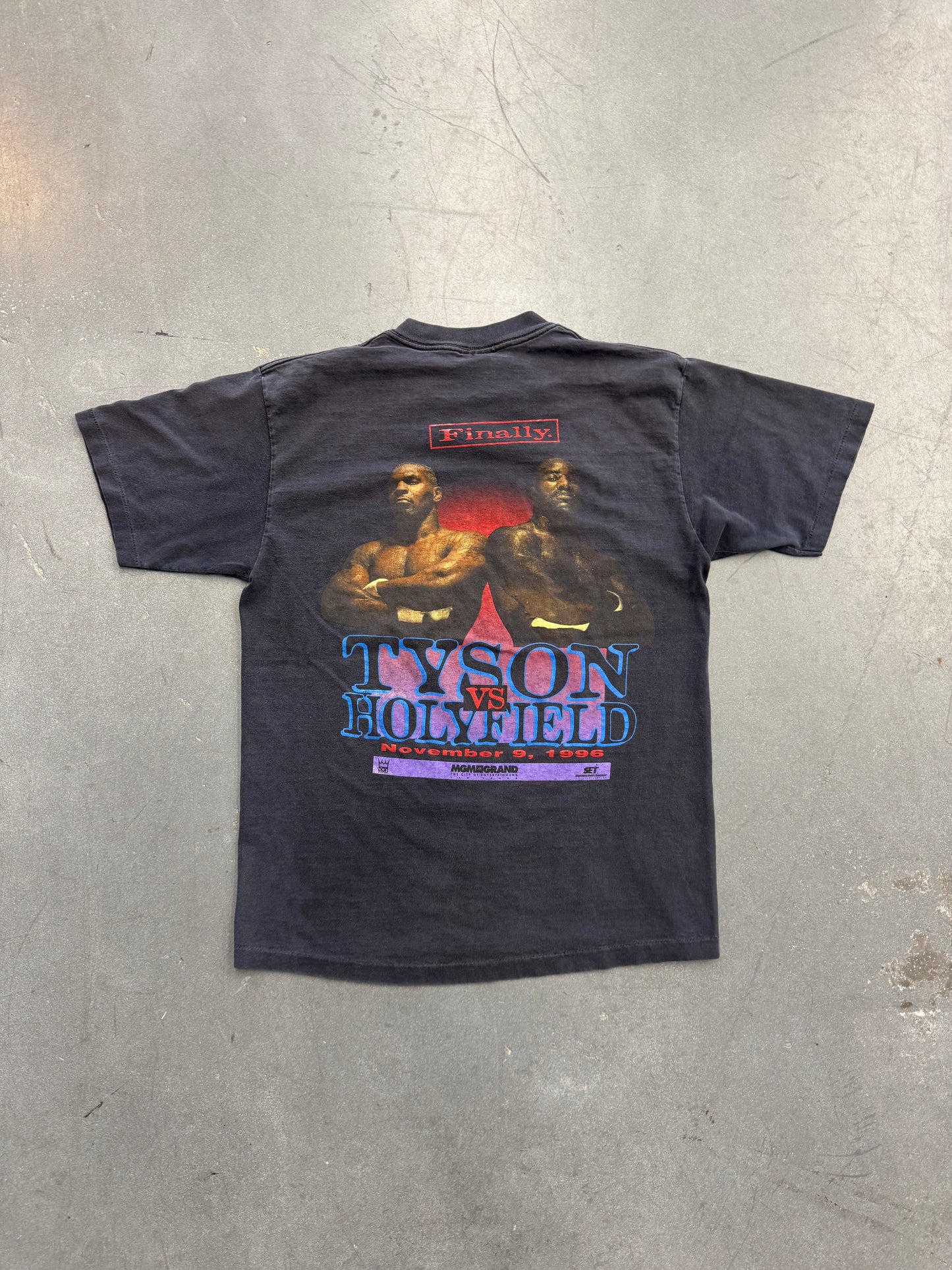 1996 TYSON VS. HOLYFIELD FADED MULLET TEE (MGM GRAND TAG)