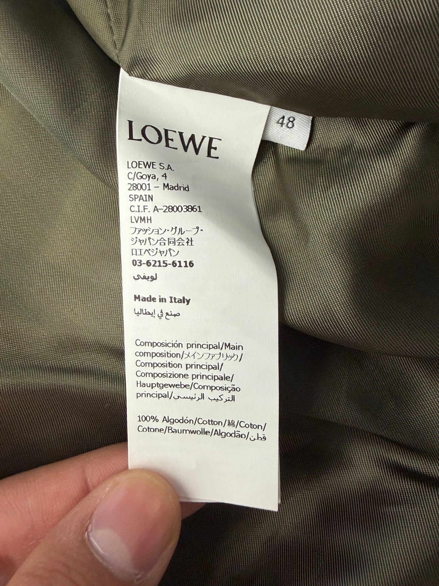 LOEWE BELTED JACKET - KHAKI GREEN