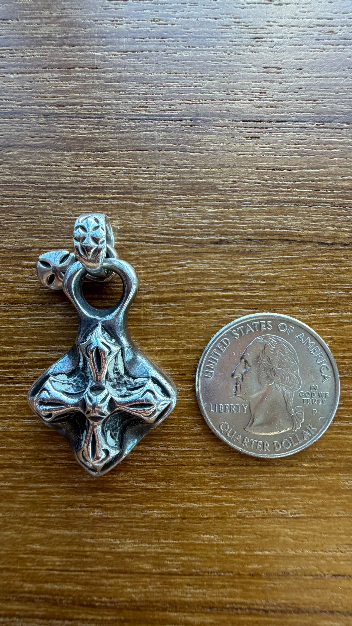BILL WALL LEATHER CROSS CHARM SILVER PENDANT