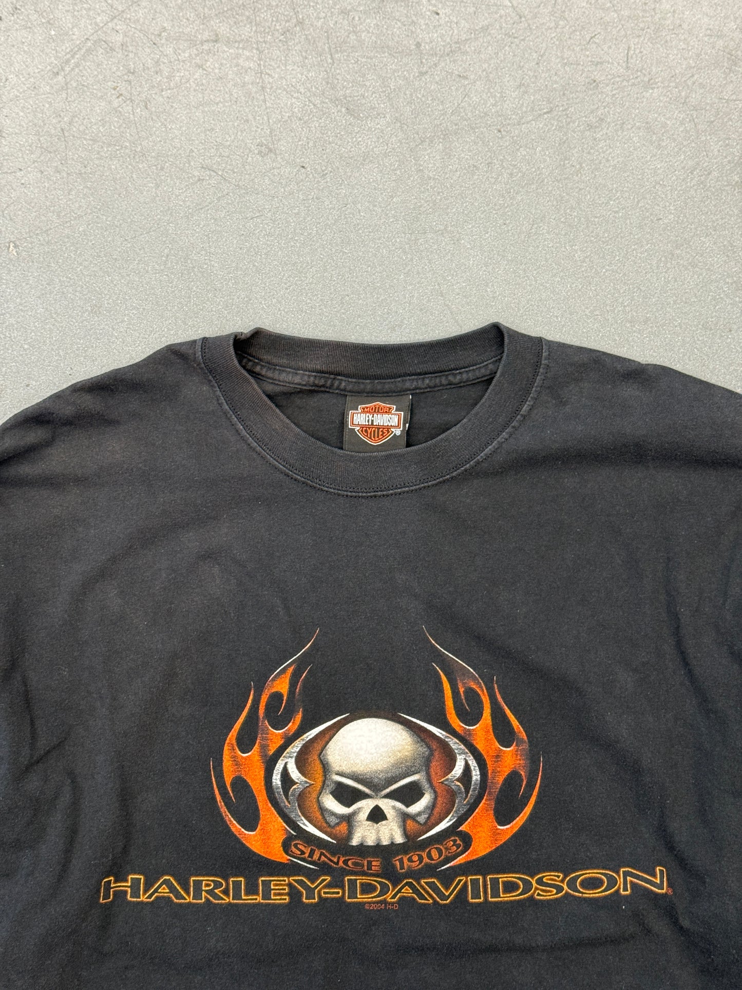2004 HARLEY-DAVIDSON SKULL FLAME LONG SLEEVE TEE (HARLEY-DAVIDSON TAG)