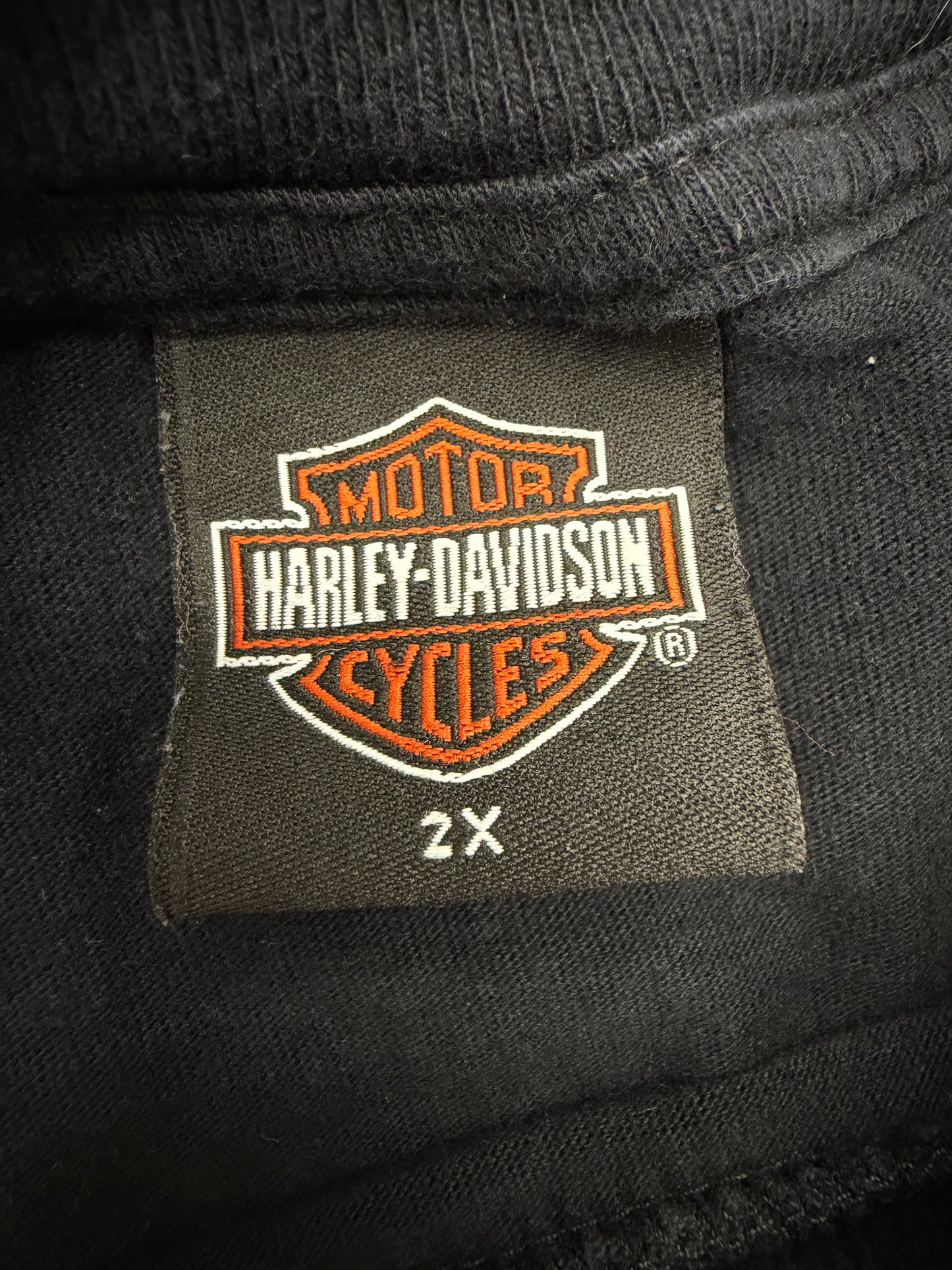 2002 HARLEY-DAVIDSON CHROME FLAME EAGLE DAYTONA BEACH, FLORIDA CUT-OFF CROPPED TEE (HARLEY-DAVIDSON TAG)