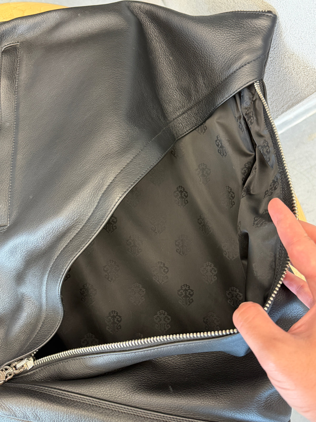 CHROME HEARTS LEATHER BACKPACK + SILVER DETAILS