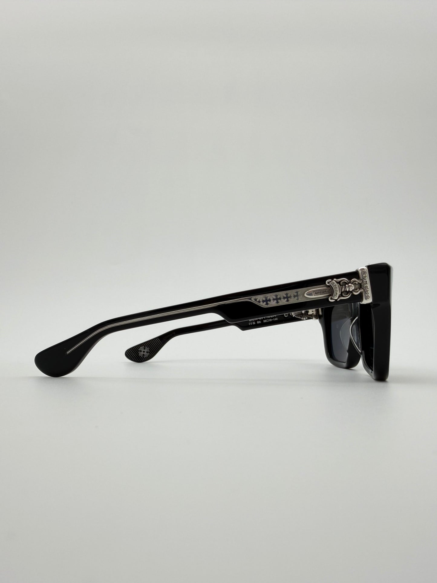 CHROME HEARTS BOX OFFICER SUNGLASSES - BLACK (WITH CASE)