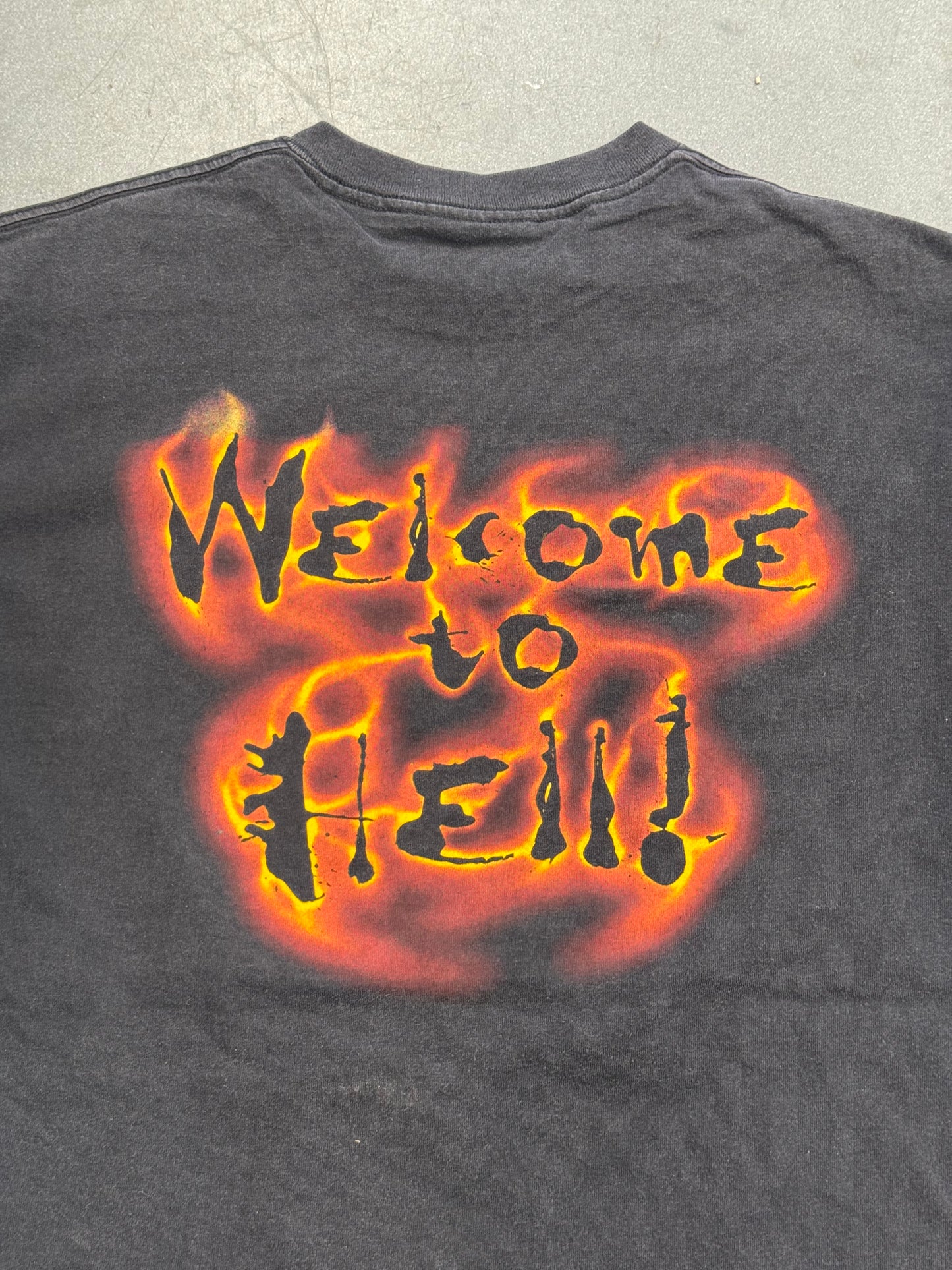 90S WWF "RAISE SOME KANE!" "WELCOME TO HELL!" TEE (SOFTEE TAG)
