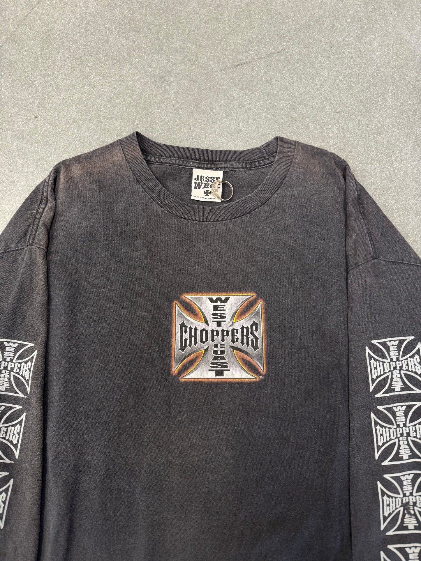 00S WEST COAST CHOPPERS REPEATED IRON CROSS LS TEE (JESSE WHO TAG) - L/XL
