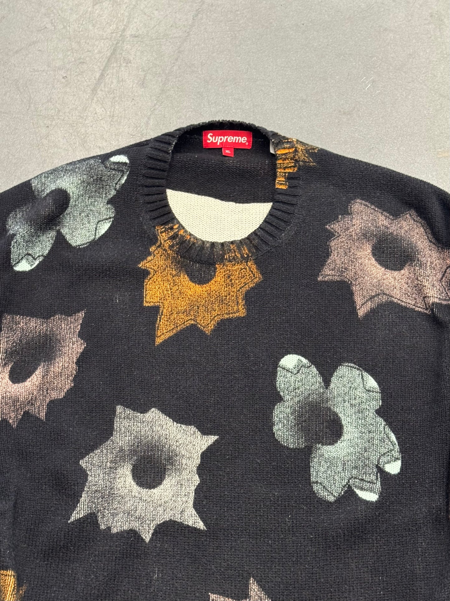 SS22 SUPREME X NATE LOWMAN KNIT BULLET HOLE SWEATER - BLACK