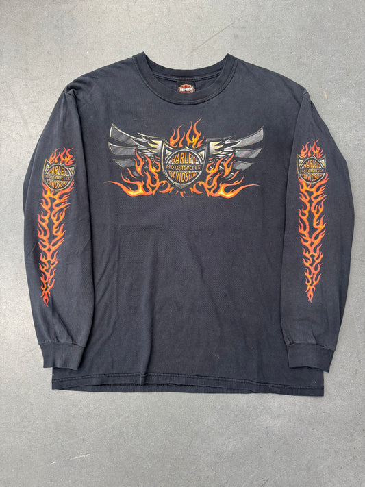 2005 HARLEY-DAVIDSON SEACOAST NORTH HAMPTON, N.H. FLAME LONGSLEEVE TEE (HARLEY-DAVIDSON TAG)