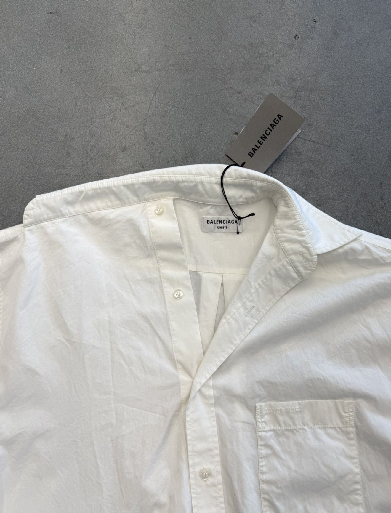 BALENCIAGA TWISTED WHITE POPLIN BUTTON UP SHIRT XS NWT