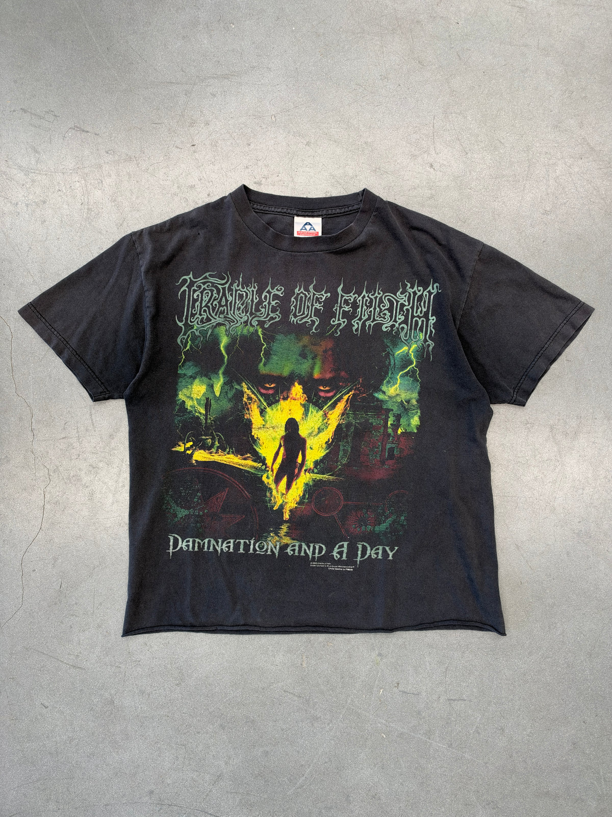 2003 CRADLE OF FILTH DAMNATION AND A DAY "THANK GOD FOR THE SUFFERING" CHOPPED TEE - TRIPLE A TAG)