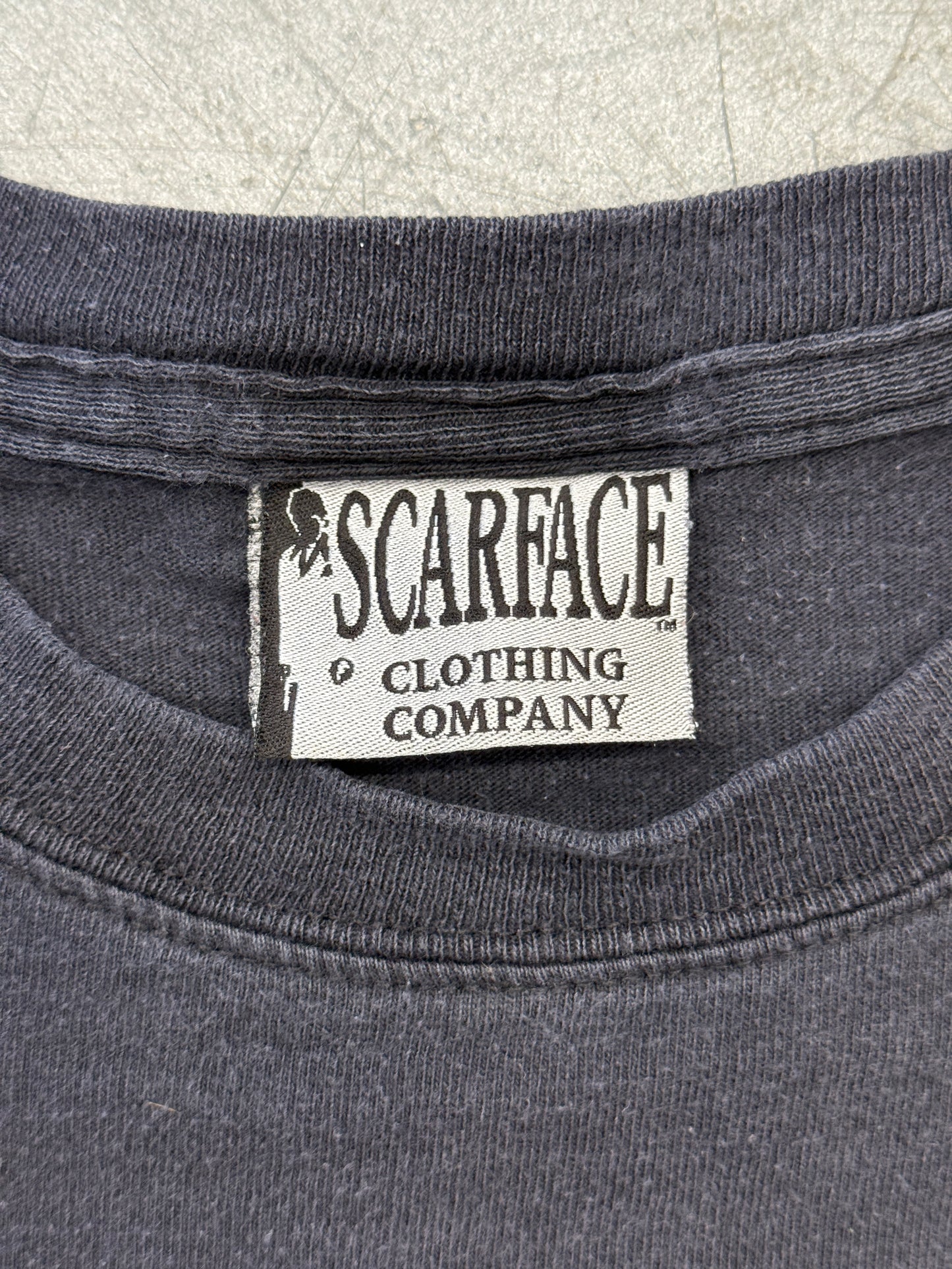 Y2K SCARFACE GREEN SKULL PILE TEE (SCARFACE TAG)