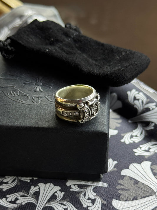 CHROME HEARTS DIAMOND DAGGER SILVER RING SIZE 6.5 (15.5 GRAMS)