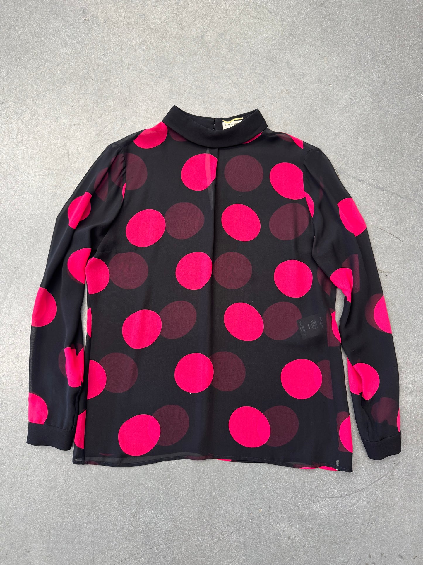 SAINT LAURENT POLKA DOTTED SILK BLOUSE
