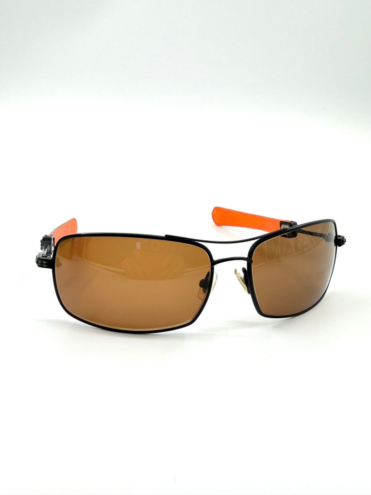 CHROME HEARTS 'KUSTOM' LEATHER AVIATOR SUNGLASSES - CAMO/ORANGE