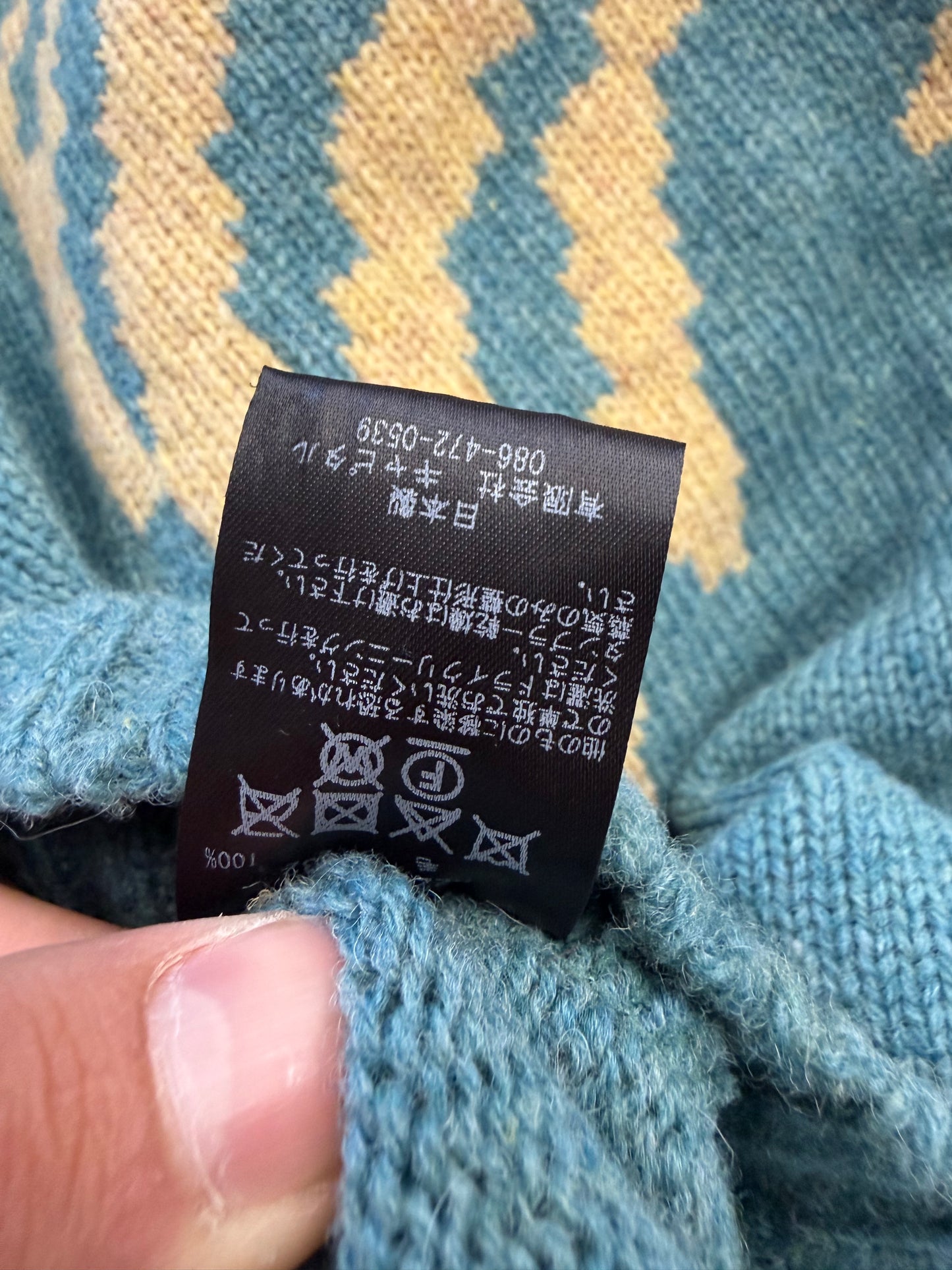 KAPITAL 5G BONE KNIT HIGH NECK SWEATER BLUE