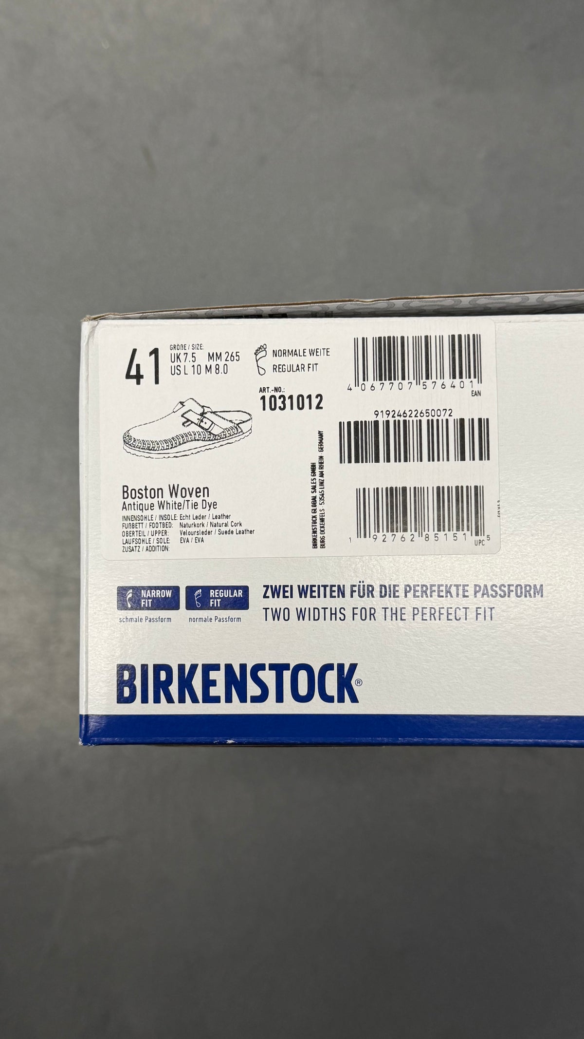 2025 KITH BIRKENSTOCK BOSTON BRAIDED SUEDE ANTIQUE WHITE TIE DYE